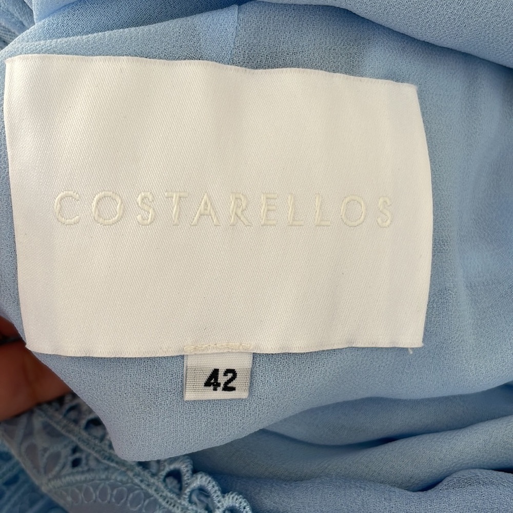 Costarellos baby blue sleeveless Lace chiffon Guipure midi dress 42 - Picture 10 of 10